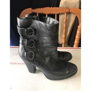 Born black leather moto boots size 7